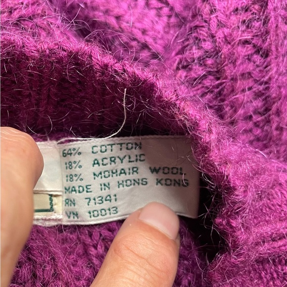 Vintage L.L. Bean Mohair Blend Cardigan Sweater Womens Small purple - Picture 7 of 10